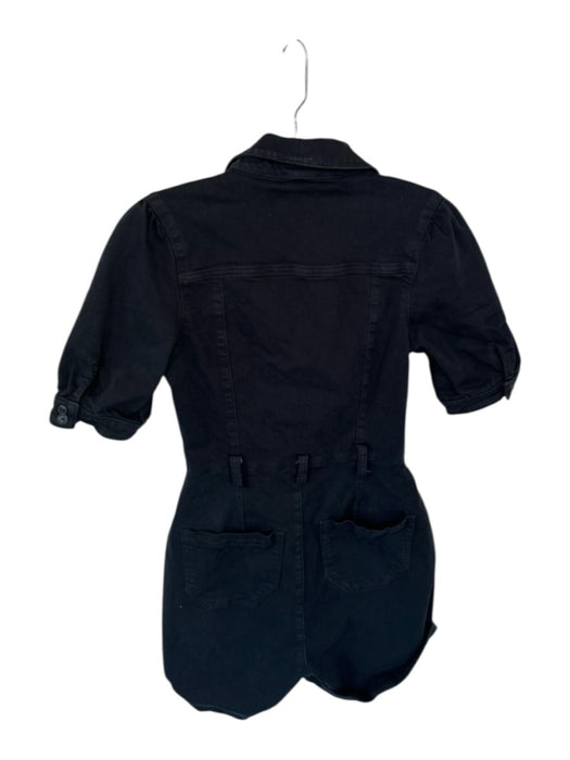 Paige Size 0 Black Cotton & Rayon Denim Pockets Button Up Romper Black / 0