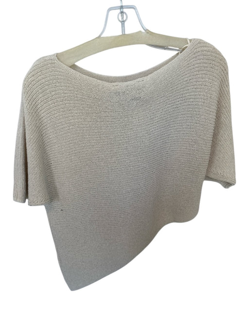 Zara Size S Tan Cotton Blend Short Sleeve Knit Asymetrical Cropped Sweater Tan / S