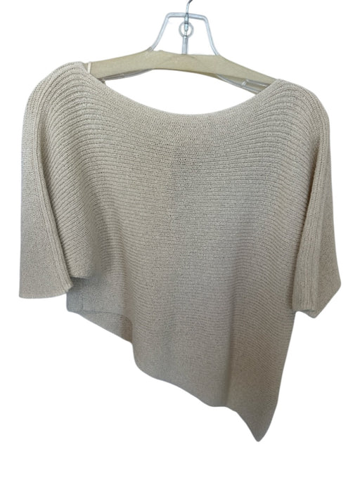 Zara Size S Tan Cotton Blend Short Sleeve Knit Asymetrical Cropped Sweater Tan / S