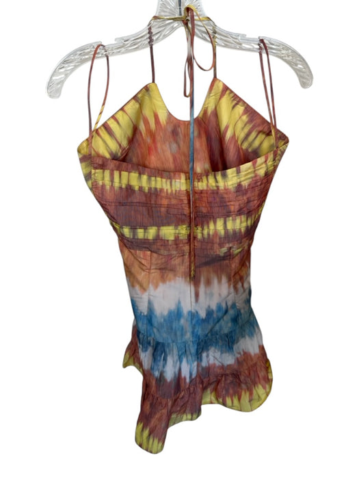 Alexis Size Est XS Orange & Blue Halter Neck Tie Dye Back Zip Dress Orange & Blue / Est XS