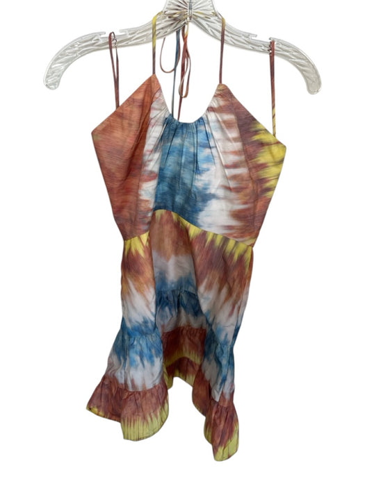 Alexis Size Est XS Orange & Blue Halter Neck Tie Dye Back Zip Dress Orange & Blue / Est XS