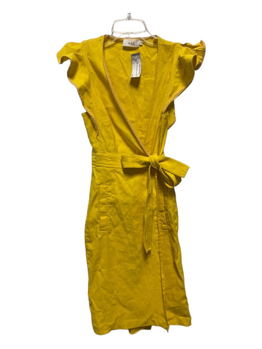 A.L.C. Size 2 Yellow Flutter Sleeves Wrap Dress Yellow / 2