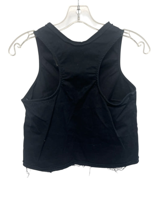 Natalie Busby Size S Black Cotton Sleeveless V Neck Raw Edge Darted Top Black / S