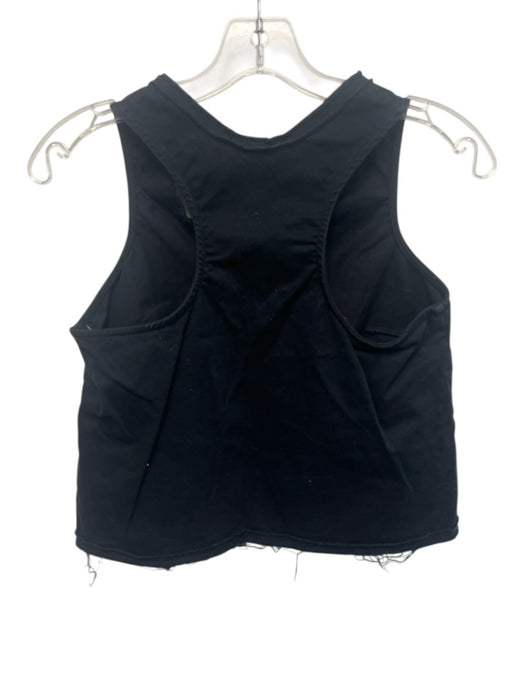 Natalie Busby Size S Black Cotton Sleeveless V Neck Raw Edge Darted Top Black / S