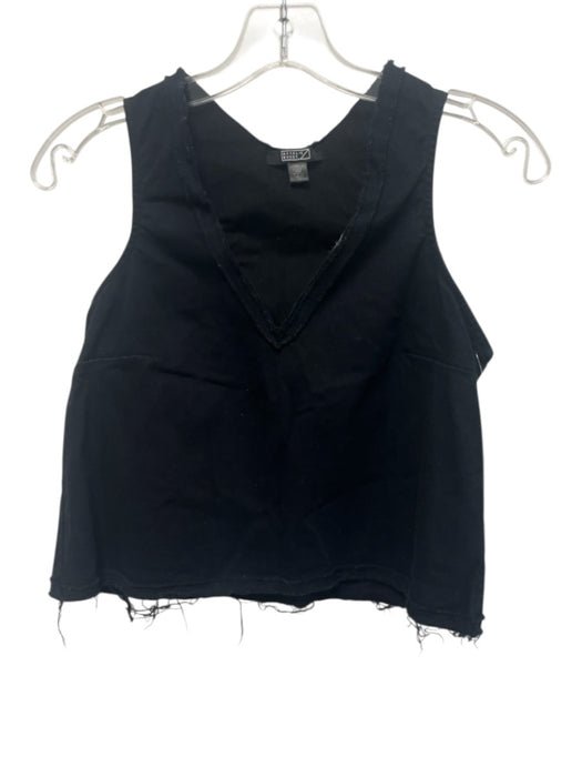 Natalie Busby Size S Black Cotton Sleeveless V Neck Raw Edge Darted Top Black / S