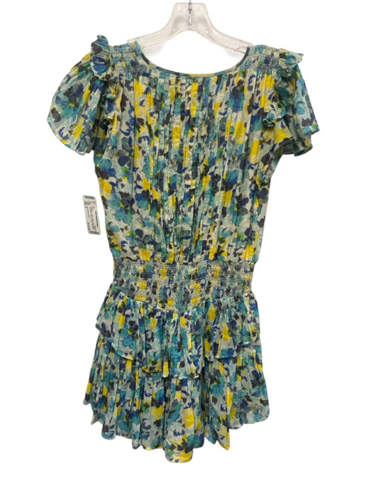 Love Shack Fancy Size S Turquoise, Yellow & Multi Cotton Ruffle Cap Sl — Labels Resale Boutique