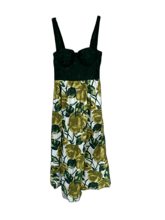 Tuckernuck Size 2 Green & Cream Cotton Blend Lace Detail Flowers Underwire Dress Green & Cream / 2