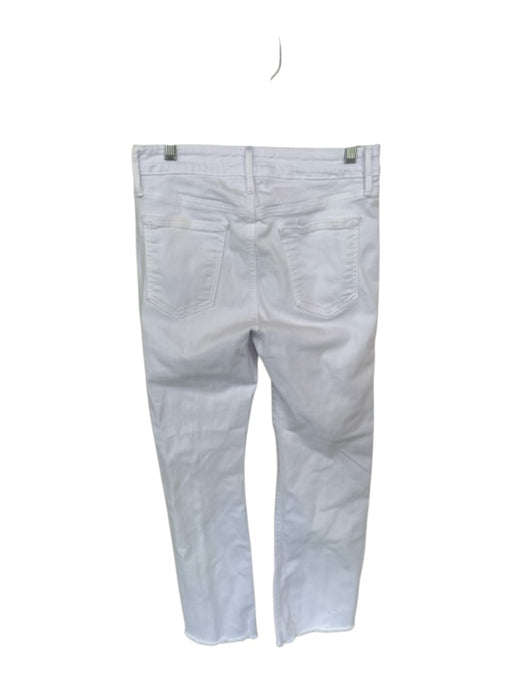 Just Black Size 27 White Cotton High Waist Bootcut Raw Hem Jeans White / 27