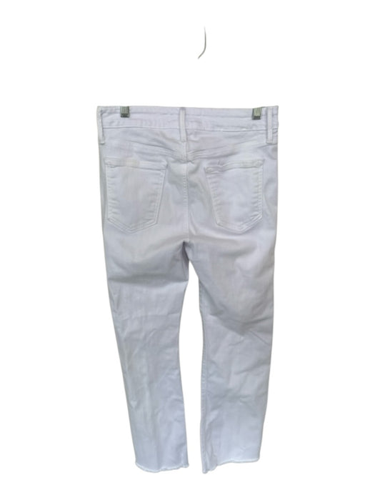 Just Black Size 27 White Cotton High Waist Bootcut Raw Hem Jeans White / 27