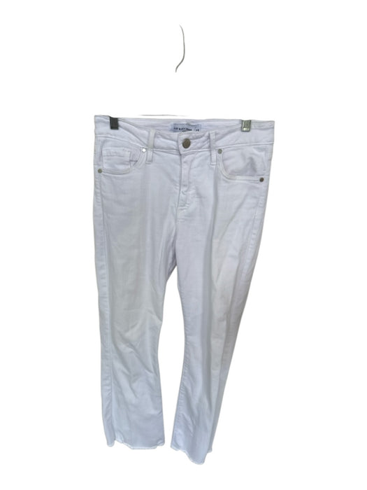 Just Black Size 27 White Cotton High Waist Bootcut Raw Hem Jeans White / 27