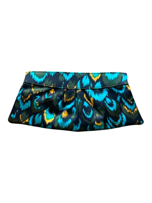 Lauren Merkin Black & Multi Silk Magnetic Closure gold interior Clutch Black & Multi