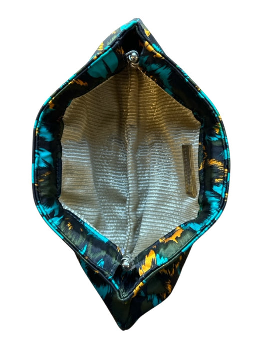 Lauren Merkin Black & Multi Silk Magnetic Closure gold interior Clutch Black & Multi