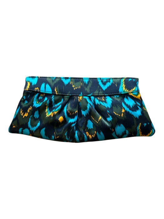 Lauren Merkin Black & Multi Silk Magnetic Closure gold interior Clutch Black & Multi