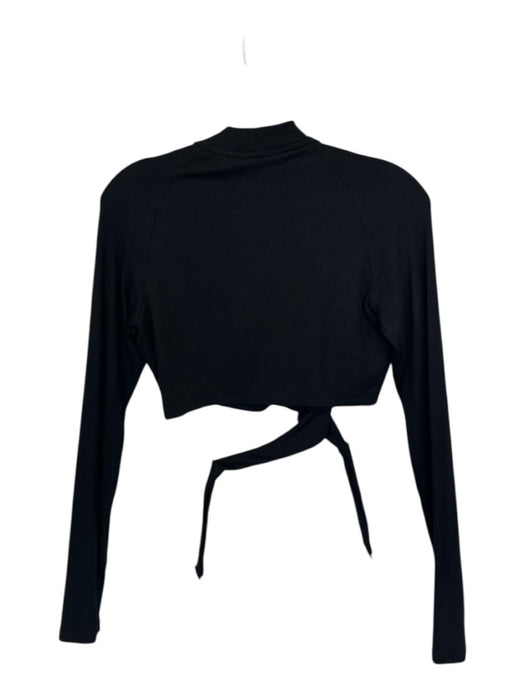 Alix NYC Size L Black Modal Wrap Cropped Long Sleeve High Neck Top Black / L