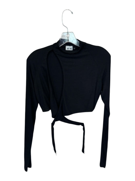 Alix NYC Size L Black Modal Wrap Cropped Long Sleeve High Neck Top Black / L