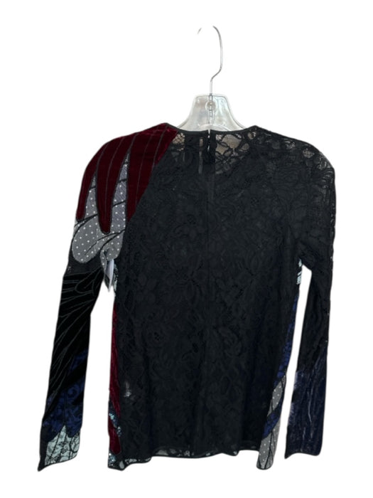 Romance Was Born Size 4 Black & Blue Polyester & Viscose Lace Detail Top Black & Blue / 4