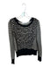 Thakoon Size L Black & Light Gray Wool & Cotton Stripe Cheetah Crew Sweater Black & Light Gray / L