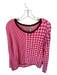 Dolan Size XL Pink & Maroon Cotton Blend Houndstooth Long Sleeve Sweater Pink & Maroon / XL