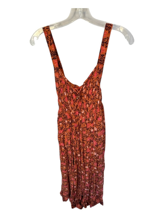 Free People Size S orange & maroon Viscose Sleeveless Rouched Maxi Dress orange & maroon / S