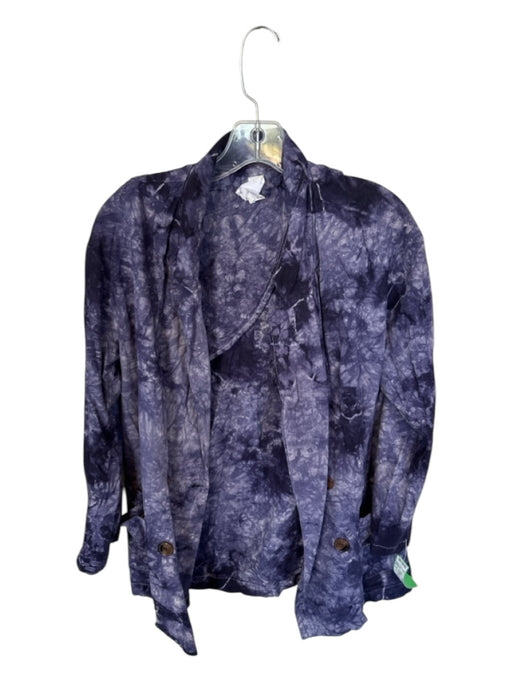 Amadi Size S Purple Linen Blend Double Breast Tie Dye Blazer Purple / S