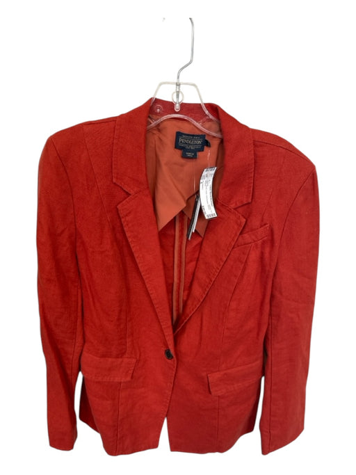 Pendleton Size 6 Rust Linen One Button Blazer Jacket Rust / 6