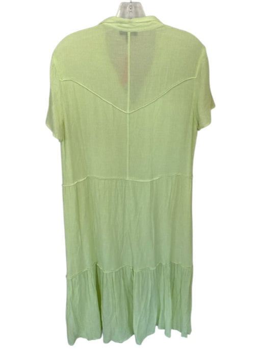 Rag & Bone Size L Lime Green Viscose Blend Short Sleeve Crinkle Buttons Dress Lime Green / L
