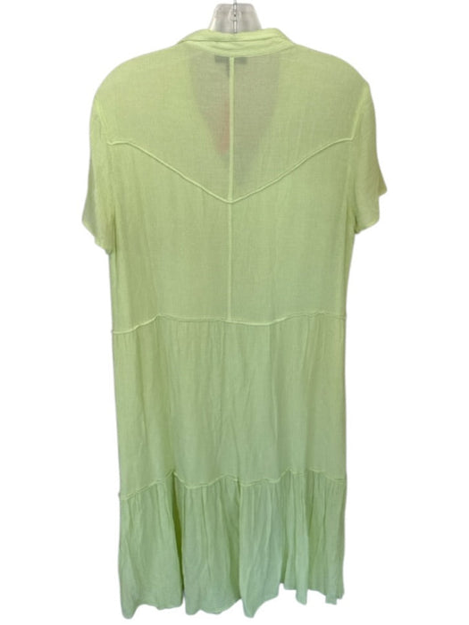 Rag & Bone Size L Lime Green Viscose Blend Short Sleeve Crinkle Buttons Dress Lime Green / L