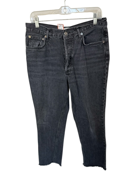 Agolde Size 30 Black Organic Cotton High Waist Button Fly Barrel Jeans Black / 30