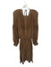 Vince Size M Brown & Cream Long Balloon Sleeve Polka Dot Acordian Pleats Dress Brown & Cream / M