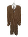 Vince Size M Brown & Cream Long Balloon Sleeve Polka Dot Acordian Pleats Dress Brown & Cream / M