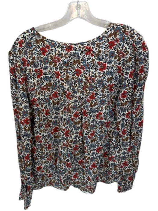 Veronica Beard Size 8 Red & Blue Viscose Long Sleeve Botanical Buttons Top Red & Blue / 8