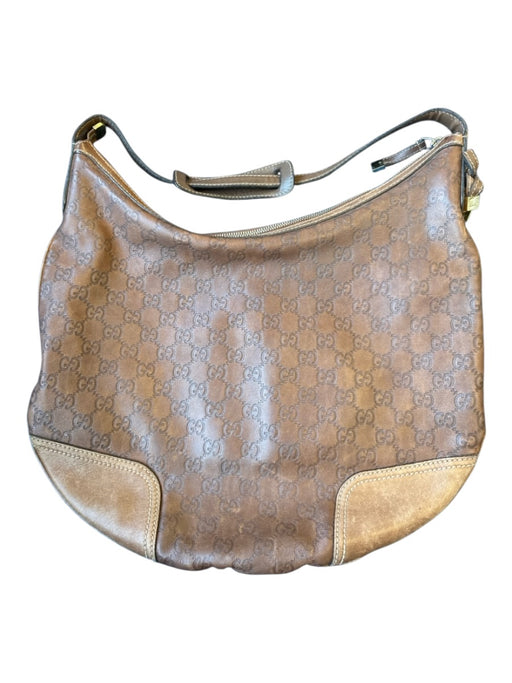 Gucci Brown Leather Guccissima Shoulder Strap Zip closure GHW Bag Brown / M