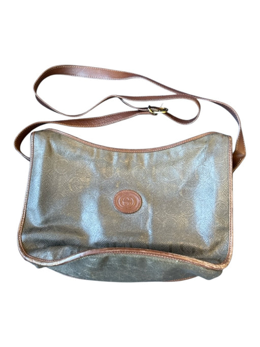 Gucci Brown Leather Logo Shoulder Strap Zip closure Bag Brown / S