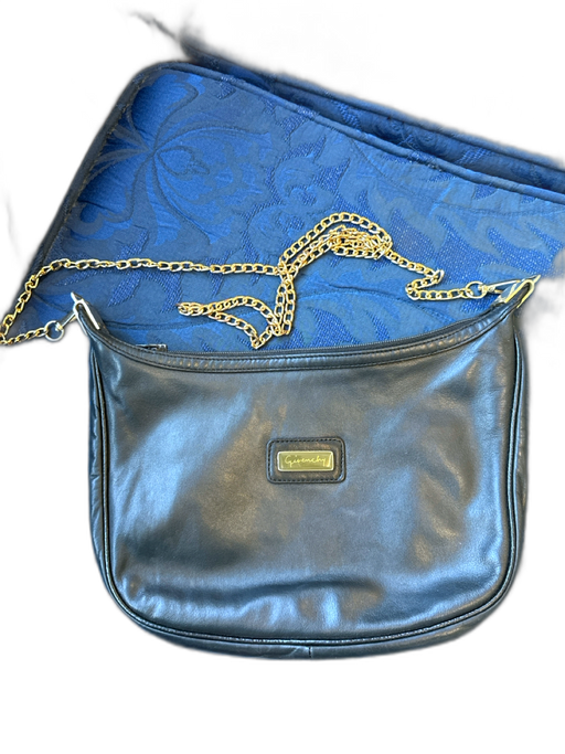 Givenchy Black & Gold Leather Chain Strap Zip Close Crossbody Bag Black & Gold / S