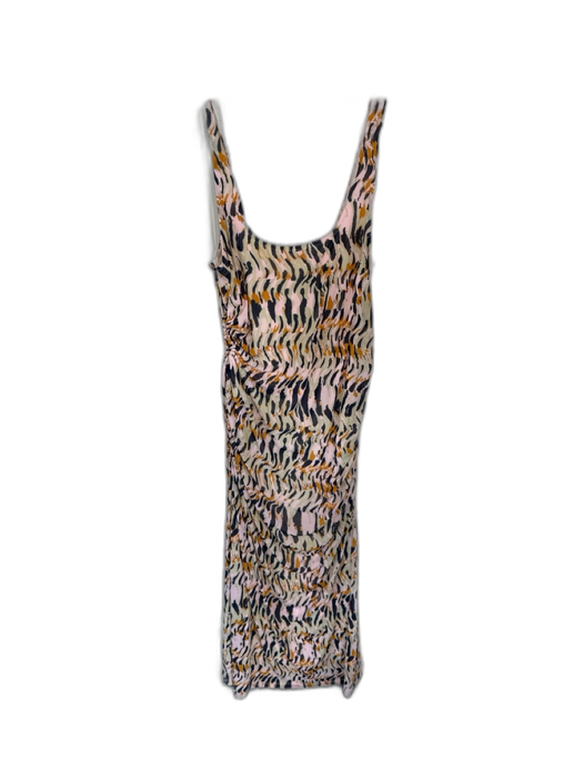 House of Harlow Size L Pink Navy Orange Polyester Maxi Scoop Neck Dress Pink Navy Orange / L