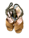 Lanvin Shoe Size 38 Green & Taupe Suede Wood Heel Open Toe Braided Accent Heels Green & Taupe / 38