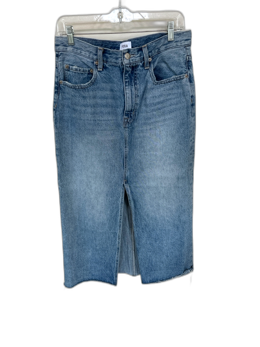 Pistola Size 30 Med Light Wash Cotton High Waist Slit Denim Midi Skirt Med Light Wash / 30