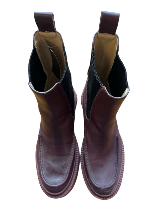 Coach Shoe Size 8 Wine Leather Platform Rubber Sole Chelsea Boots Wine / 8