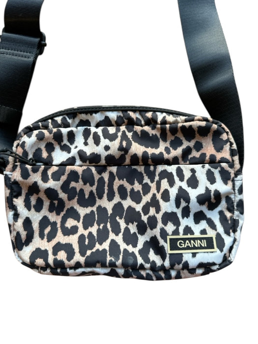 Ganni Tan & Brown Nylon Outer Pocket Animal Print Crossbody Bag Tan & Brown / S