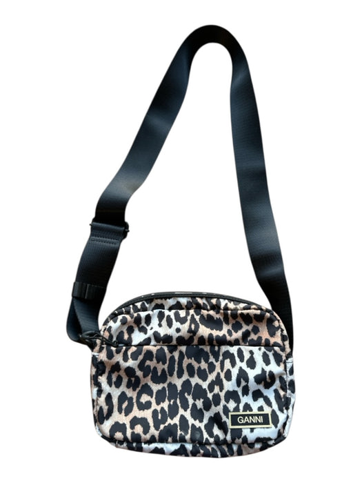 Ganni Tan & Brown Nylon Outer Pocket Animal Print Crossbody Bag Tan & Brown / S