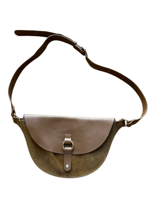 Banana Republic Brown Suede & Leather Front Flap Half Moon Crossbody Bag Brown / S