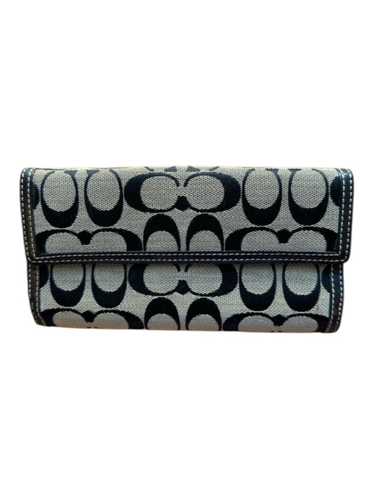 Coach Black & Tan Canvas & Leather Monogram Turn Lock Rectangle Wallets Black & Tan