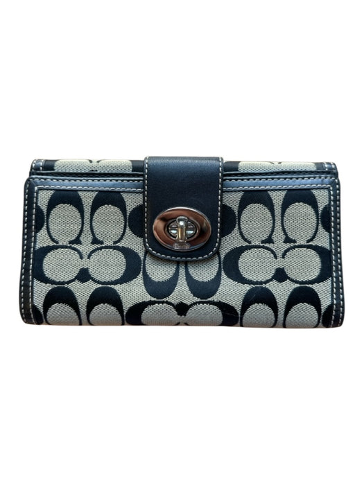 Coach Black & Tan Canvas & Leather Monogram Turn Lock Rectangle Wallets Black & Tan