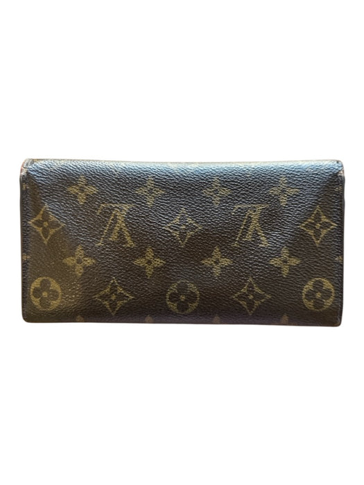 Louis Vuitton Brown & Tan Coated Snap Closure Monogram Rectangle Wallets Brown & Tan