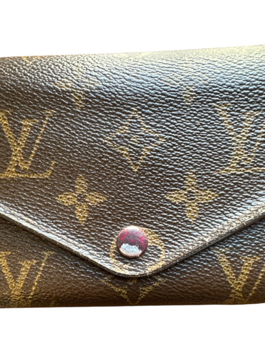 Louis Vuitton Brown & Tan Coated Snap Closure Monogram Rectangle Wallets Brown & Tan