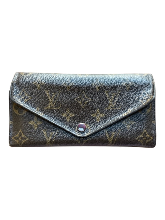 Louis Vuitton Brown & Tan Coated Snap Closure Monogram Rectangle Wallets Brown & Tan