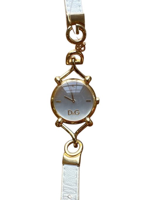 Dolce & Gabbana White & Gold Stainless steel Leather Gold Hardware Watchband White & Gold