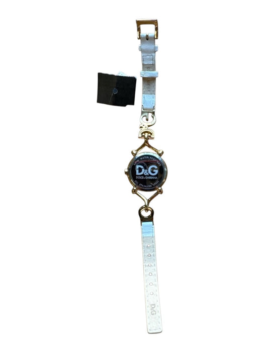 Dolce & Gabbana White & Gold Stainless steel Leather Gold Hardware Watchband White & Gold