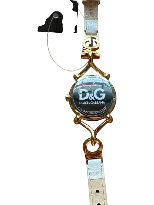 Dolce & Gabbana White & Gold Stainless steel Leather Gold Hardware Watchband White & Gold