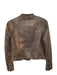 We The Free Size S Tan & Brown Vegan Leather Snake Embossed Full ZIp Moto Jacket Tan & Brown / S
